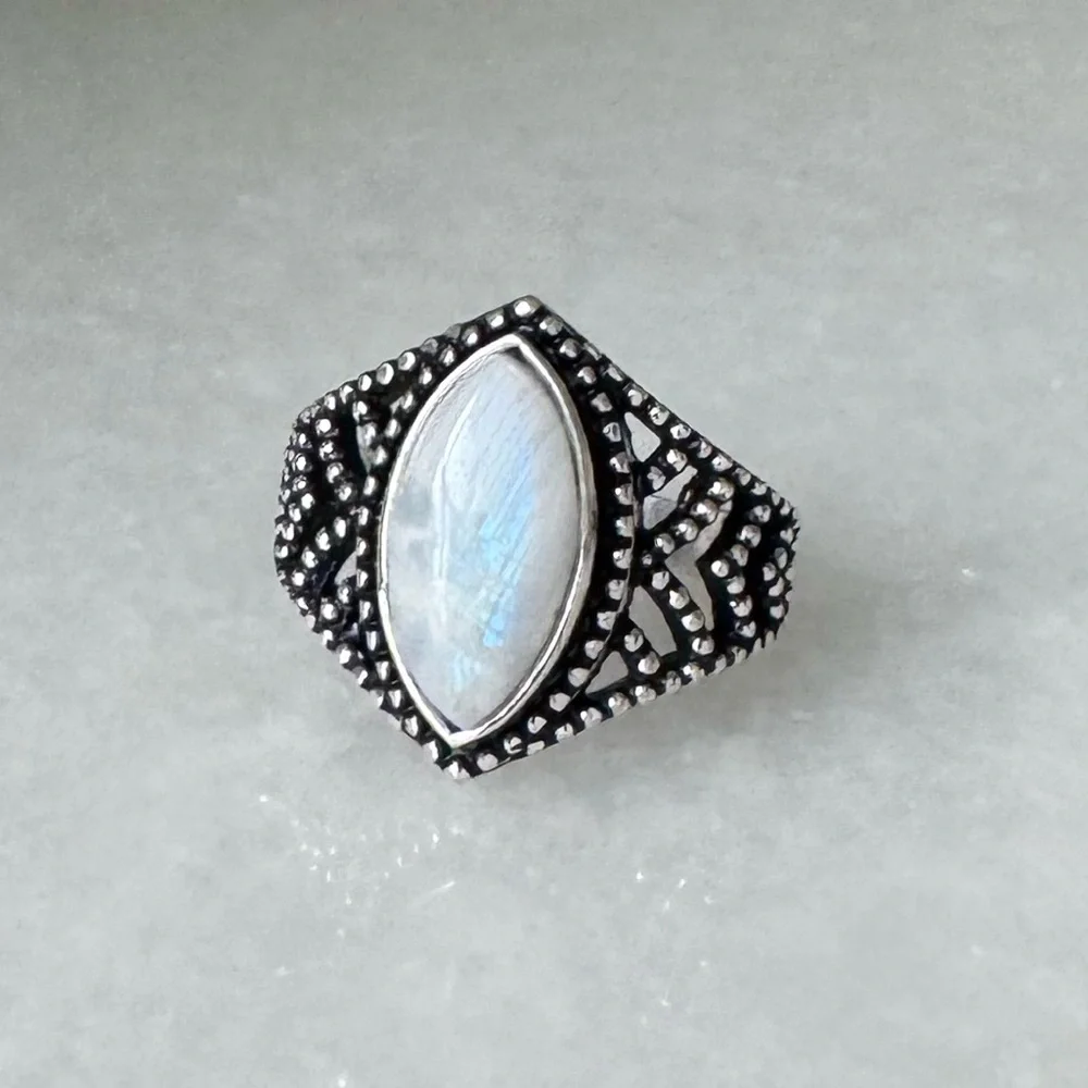 NWOT Sundance Rainbow Reign Ring, Rainbow Moonstone, Sterling Silver - Picture 5 of 7